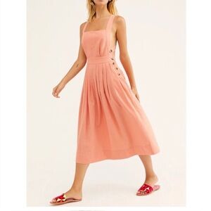 Free People Lula Apron/Pinafore Midi Dress 10 Pink/Peach